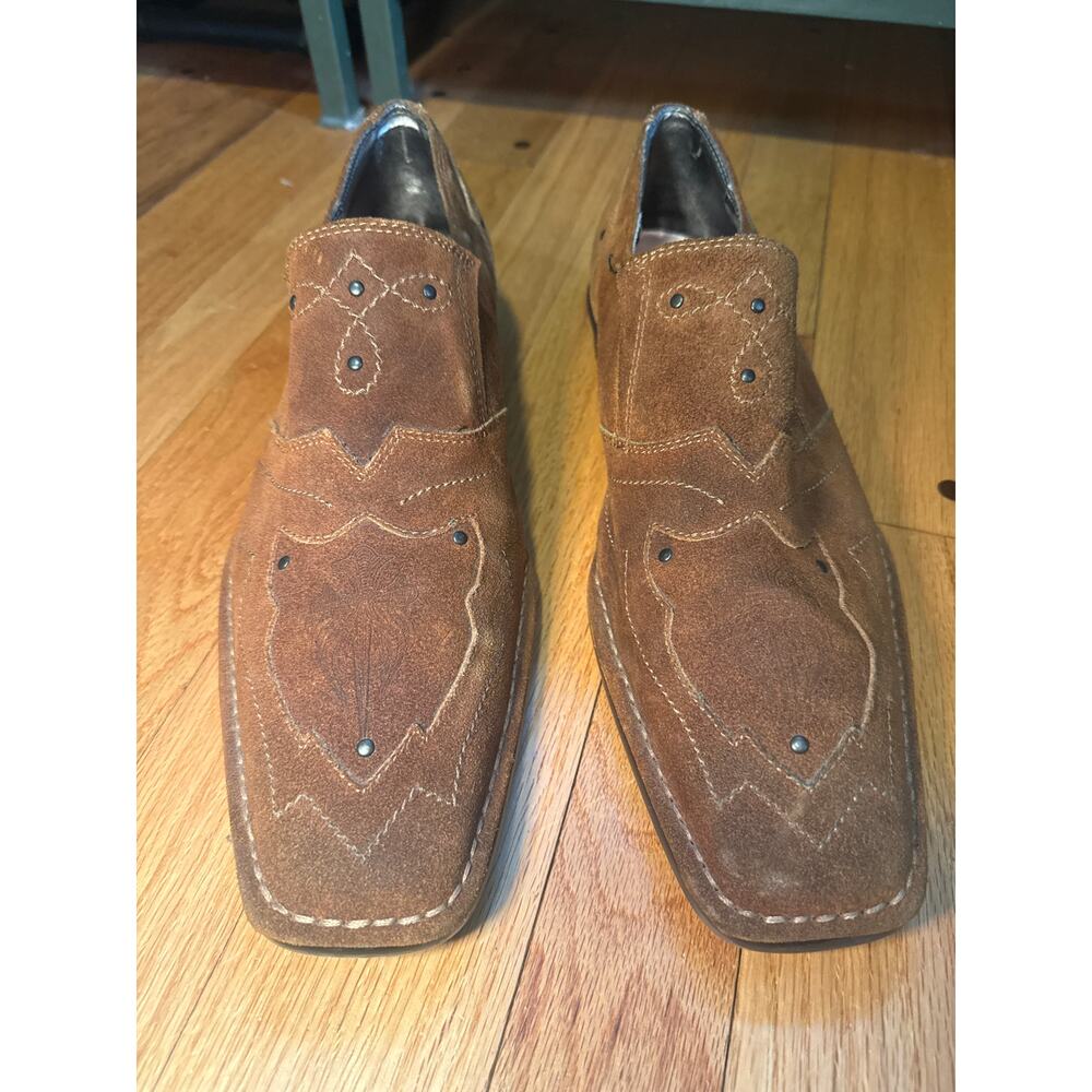 Mark Nason Lounge U Rock Studded Loafers Brown Leather Mens 11.5 Square Toe